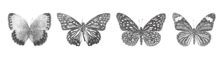 Print with Photocopy Effect Featuring a Collection of Butterflies vector