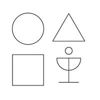 A set of geometric shapes that are outlined in black vector