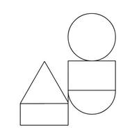 A coloring page with a triangle and a circle vector