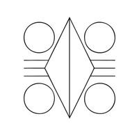 A black and white drawing of a geometric shape vector