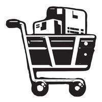 Shopping cart with boxes illustration vector