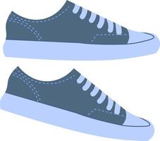 illustration of a pair of blue sneakers viewed from the sid vector
