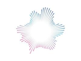 Circular audio color wave pattern created with black dots. The design represents sound neon waves and music visualization in a minimalist style. vector