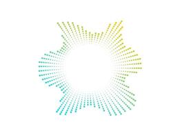 Circular audio color wave pattern created with black dots. The design represents sound neon waves and music visualization in a modern style. vector