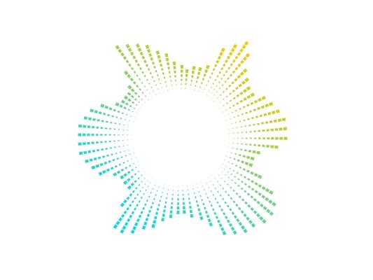 Circular audio color wave pattern created with black dots. The design represents sound neon waves and music visualization in a modern style.