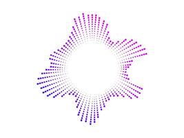 Circular audio color wave pattern created with black dots. The design represents neon sound waves and music visualization in a minimalist style. vector