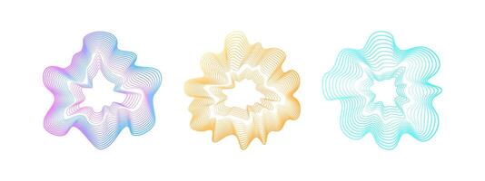 Sonic neon neon circular waves. Abstract wavy gradient circles. Minimalistic sound rainbow lines, radial spectrum. Colorful cover for music poster and banner. vector