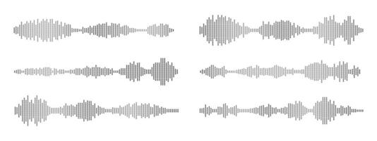 Sound dots wave recordings of voice audio messages, . Podcast sound wave dots for online audio broadcasting. Set of music symbols, for music player and voice audio messages. illustration vector