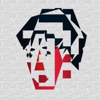 An abstract illustration of a human face in bold shapes and colors, capturing feelings of sadness and emotional depth vector