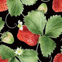 Strawberry pattern with green leaves vector