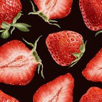 Fresh strawberries on dark background vector