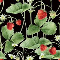 Strawberry and leaves pattern illustration vector