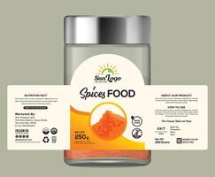 Premium Packaging Label for Jars High-quality label template for dry food packaging, designed for spice jars, organic color vector