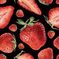 Colorful strawberries on black background vector