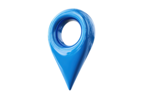 Shiny blue 3D map pin or location marker isolated on transparent background, location, navigation, point png