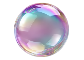 Soap bubble isolated on transparent background, sphere, reflection, iridescent. png