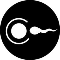 Fertilization sperm and ovum egg black color icon. Perfect for reproduction explanation and education. Black round color. vector