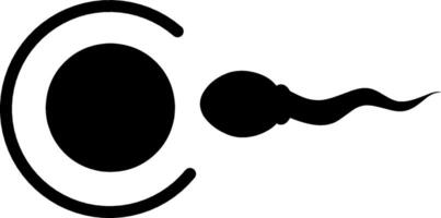 Fertilization sperm and ovum egg black color icon. Perfect for reproduction explanation and education. vector