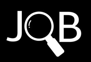 search, find for job simple icon. suitable for job vacancy provider websites. Black background icon. vector