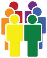 Multi ethnic lgbtq Group of People icon in rainbow colour. Fit for equality and diversity lgbtq campaign. vector