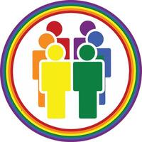 Multi ethnic lgbtq Group of People icon in rainbow colour inside rainbow circle. Fit for equality and diversity lgbtq campaign. vector