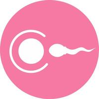 Fertilization sperm and ovum egg black color icon. Perfect for reproduction explanation and education. Pink color vector