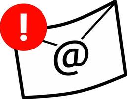 Illustration of email red alert notification. Reaching online audience with email marketing campaign, newsletter subscription, sending marketing message via email. Digital email marketing strategy. vector