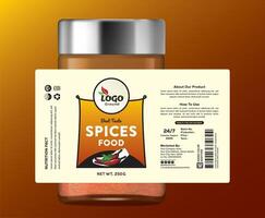 Modern and creative spice jar label design with a bold layout, vibrant colors, and clear typography. Perfect for food packaging, organic brand identity. vector