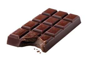 Bitten chocolate bar isolated on transparent background. Sweet, Dessert, Indulgence. png