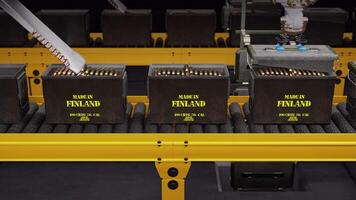 Artificial Intelligence Machines Filling the Ammo Box Made in Finland video