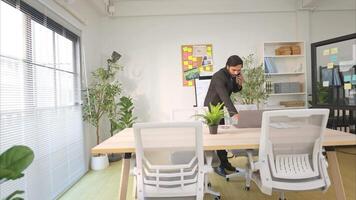 In a contemporary office, boss have prepare before meeting to check on progress of business project video