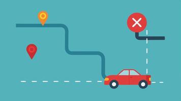 Escape Route A map layout showing a route with an X marking the getaway cars path with other lines indicating blocked roads.. vector