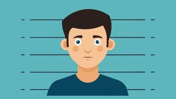 Expression Variation A sequence illustration showing the suspects expressions from neutral to serious with each positioned before the height chart.. vector