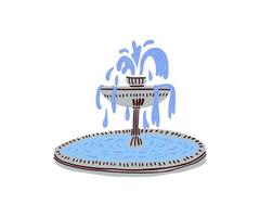 Simple decorative illustration of a blue fountain on a white background. Great for garden design projects, landscaping concepts, and outdoor decoration themes. vector