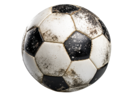 Dirty soccer ball isolated on transparent background. Sport, Game, Play. png