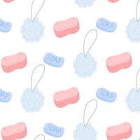 Colorful soap and loofah pattern creating a cheerful bathroom atmosphere for daily cleansing vector