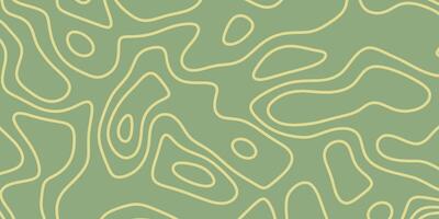 Abstract green background design featuring yellow contour lines for artistic projects vector