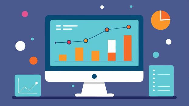 Digital Analysis Software A closeup of a computer screen displaying forensic analysis software with graphs timelines and a visual representation of data points being analyzed.. vector