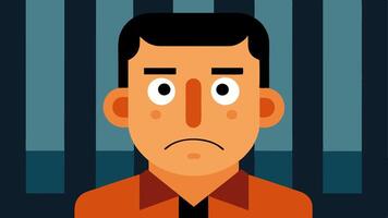 Defendants Response A closeup of the convicted criminals face showing a mix of anxiety and resignation as they hear the sentence.. vector