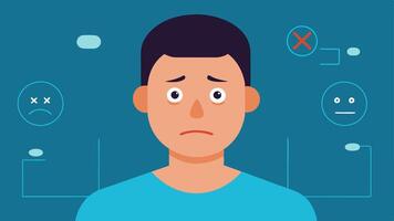 Emotion Display An illustration showing a range of emotions on the suspects face fear anxiety and uncertainty to showcase the psychological pressure of the interrogation.. vector