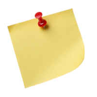 yellow sticky note with push pin on transparent background png