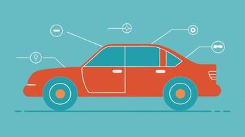 Car Specifications A simplified image of a car with labeled parts door trunk window highlighting where the dusting is taking place.. vector
