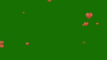 red heart animation on the green and alpha channel background video