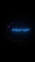 podcast text and audio spectrum with neon light effect alpha channel background video