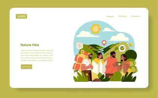 Group Hiking Adventure Illustration With Map vector