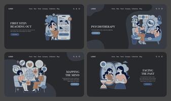Illustrations of therapy concepts and sessions vector