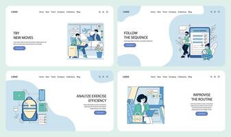 Collage of exercise efficiency concepts vector