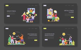 Group Fitness and Virtual Nature Activities Illustration vector