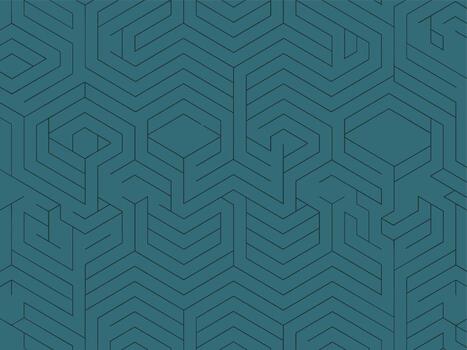 Abstract geometric pattern with interconnected lines and hexagons on a teal background vector