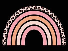 Boho rainbow with pink and peach stripes and leopard print accents vector